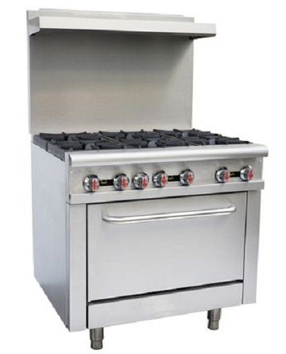 range / gas - 36" / 6 burner - 26" oven - Omcan / 43151 - 211,000 btu's - N