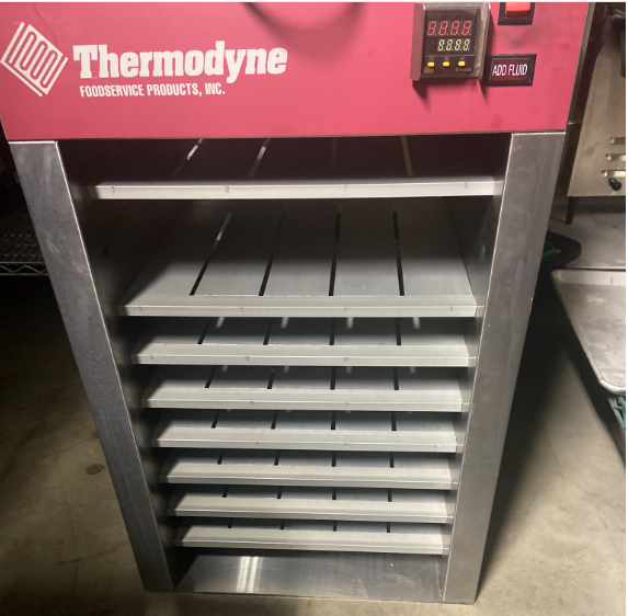 food warmer / cook n hold - COUNTER TOP - 8 shelf - 16" pizza box - Thermodyne / PNDT250 - pass thru / open front / open back - 1ph/208/25a/5250w - U