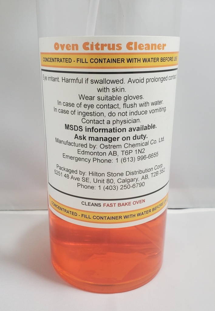 OVEN CLEANER - inside fast bake oven - CONCENTRATE / add water - Citrus - 1L / spray bottle - food safe