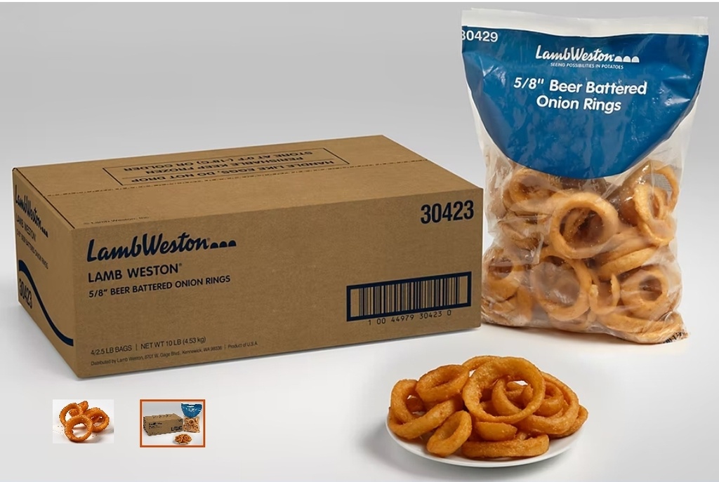 ONION RINGS - beer battered  - 5/8" - par fried - 27-37pc/lb - 4 x 2.5lb bags / 4.54 kg - LW