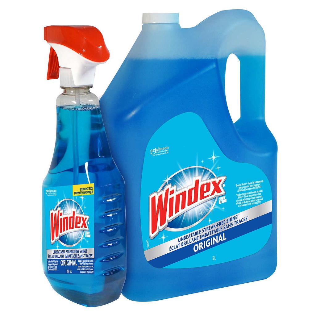 cleaner - glass - Windex - 5L jug + 950ml bottle - pkg