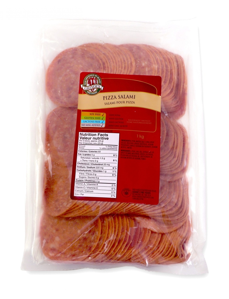 salami - SLICED - 2'' - Grimms - 500g bag - case/6