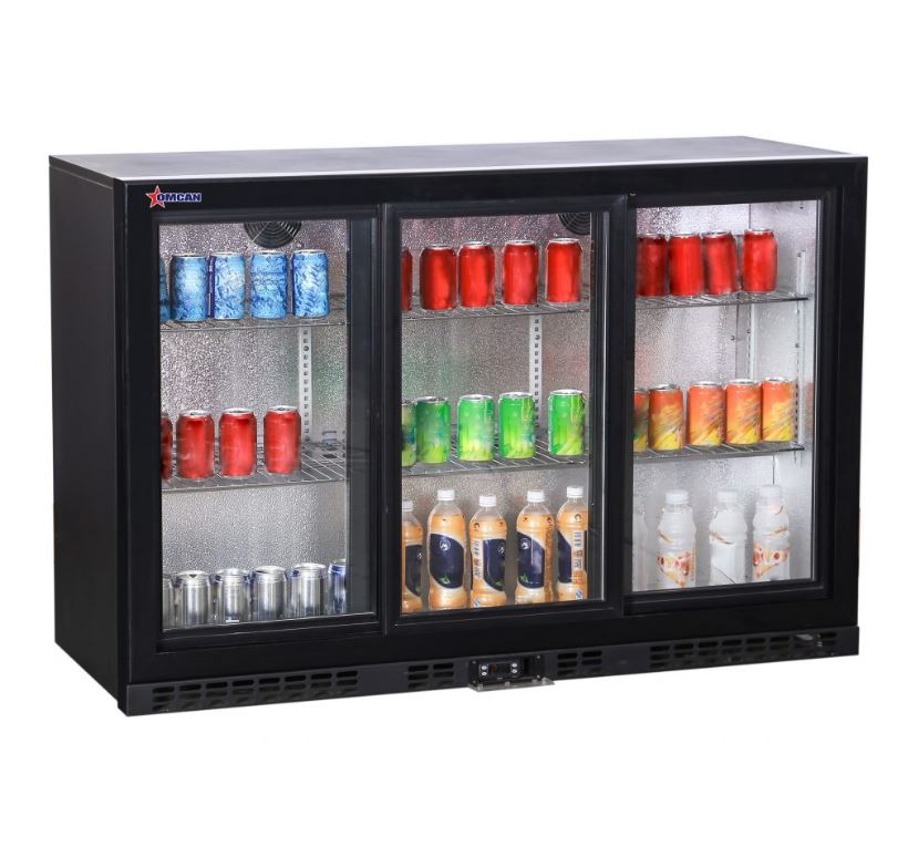 back bar - 3 Sliding GLASS door - 54" - Omcan / 48579 - 6 shelves - 110v/60hz/1.9a - N