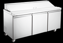 prep table 70" std top 18 pan 3 door Omcan Aurora  59048 3 shelf casters - N