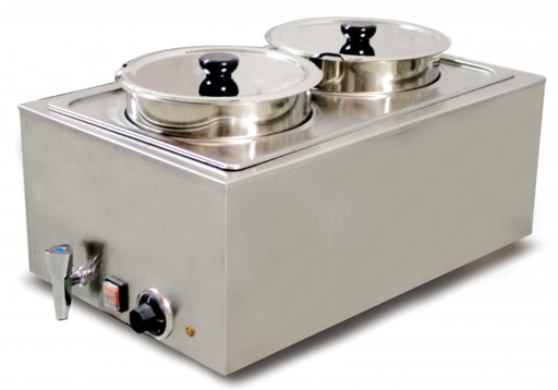 [640208-N] soup warmer - counter top - 2 well x 8L - with inserts and covers - Omcan / 19077 - 120v/10a/1200w - N